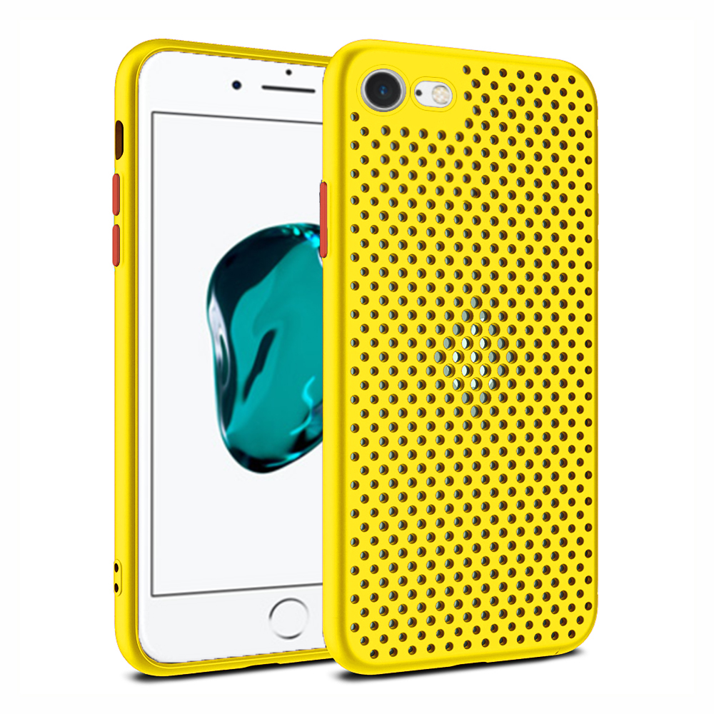Verward zijn hardwerkend Regan iPhone 6/6s Plus siliconen hoesje met gaatjes - Geel - Smartphonica
