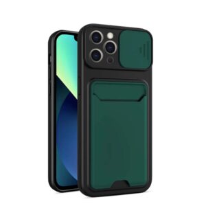 iPhone 11 Pro
  TPU Cover Case Hoesje met Camera Slide en Pashouder - Groen