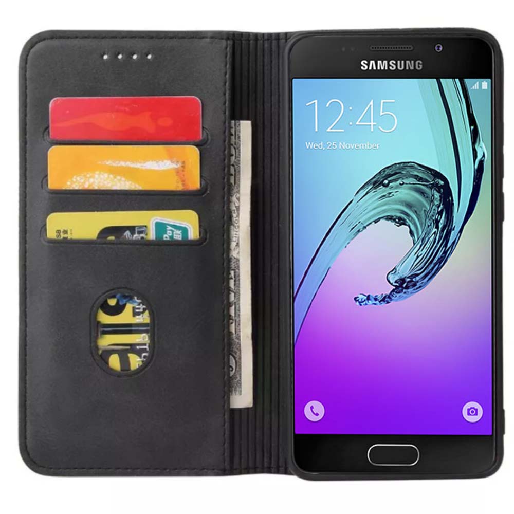 stopverf waarom niet In het algemeen Samsung Galaxy A5 2016 kunstleren hoesje met magnetische sluiting en  pashouders book case - zwart - Smartphonica