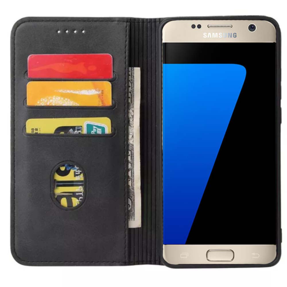 Maand Respect Mineraalwater Samsung Galaxy S7 Edge kunstleren hoesje met magnetische sluiting en  pashouders book case - zwart - Smartphonica