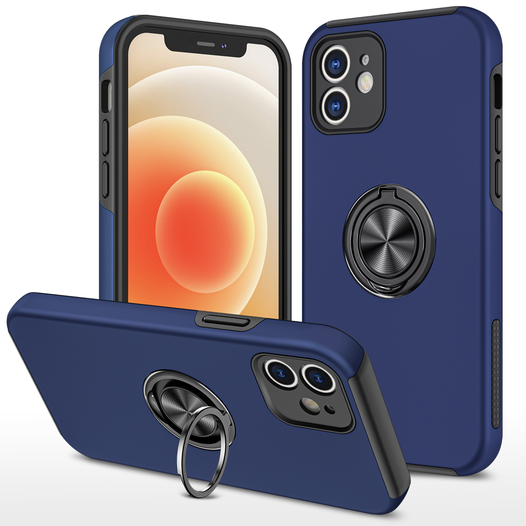 Dragende cirkel Onafhankelijk geduldig iPhone 12 Mini Hoesje Met Magneet voor Autohouder en Ring Houder - Blauw -  Smartphonica