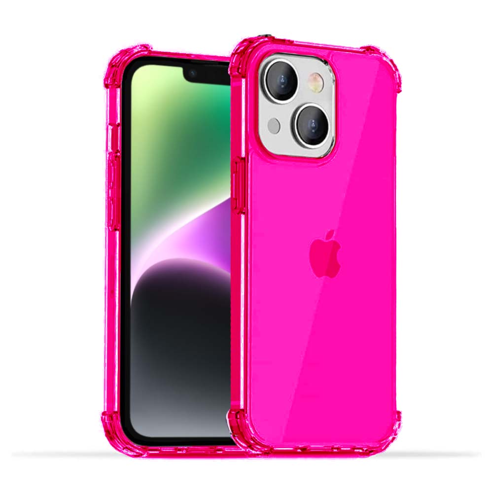 iPhone 14 transparant hoesje neon roze