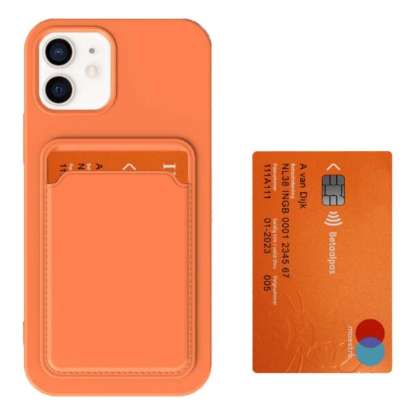 iPhone 11 hoesje met pashouder oranje 1