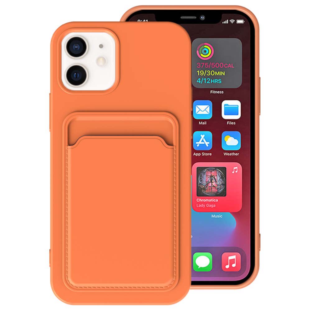 iPhone 11 hoesje met pashouder oranje