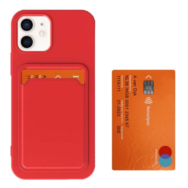 iPhone 12-12 Pro hoesje met pashouder rood 1
