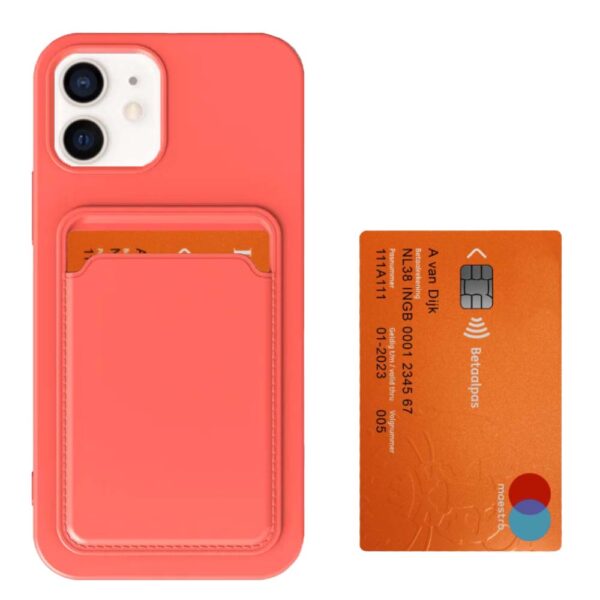 iPhone 12-12 Pro hoesje met pashouder roze oranje 1