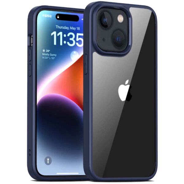 iPhone 14 Plus hoesje sterk TPU met doorzichtige achterkant blauw