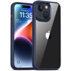 iPhone 14 hoesje sterk TPU met doorzichtige achterkant blauw