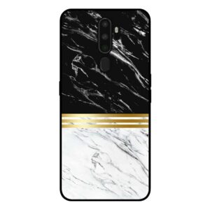 Oppo A9 2020 marmer hoesje zwart wit