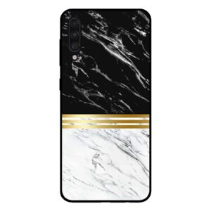 Samsung Galaxy A50 marmer hoesje zwart wit