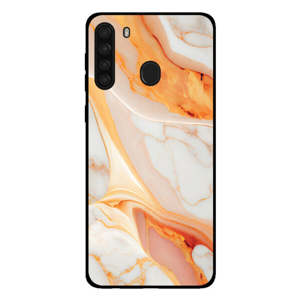 Sublimatiehoesje Samsung Galaxy A21 marmer oranje