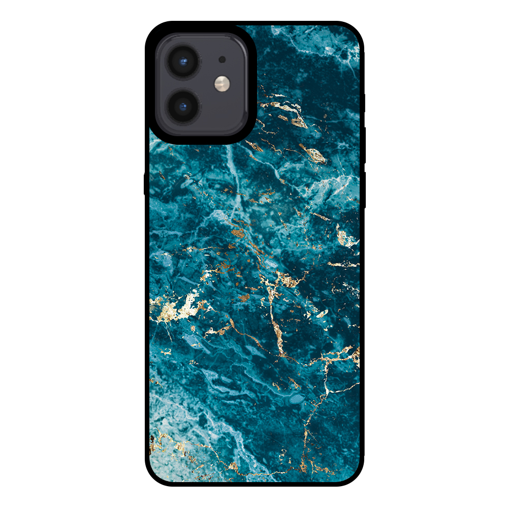 Sublimatiehoesje iPhone 12-12 Pro marmer blauw