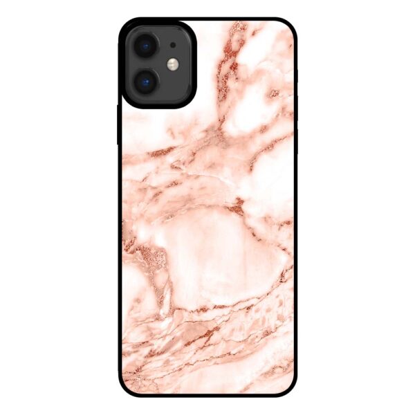 iPhone 11 marmer hoesje wit rosé goud