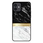 iPhone 12-12 Pro marmer hoesje zwart wit