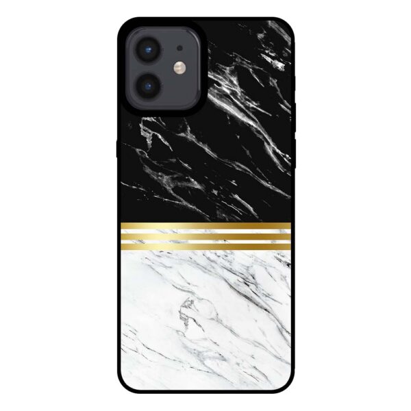 iPhone 12-12 Pro marmer hoesje zwart wit