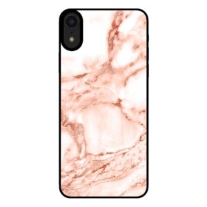 iPhone Xr marmer hoesje wit rosé goud