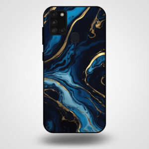 Samsung Galaxy A21s marmer hoesje goud blauw