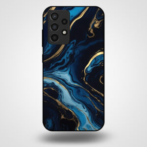 Samsung Galaxy A52 5G marmer hoesje goud blauw