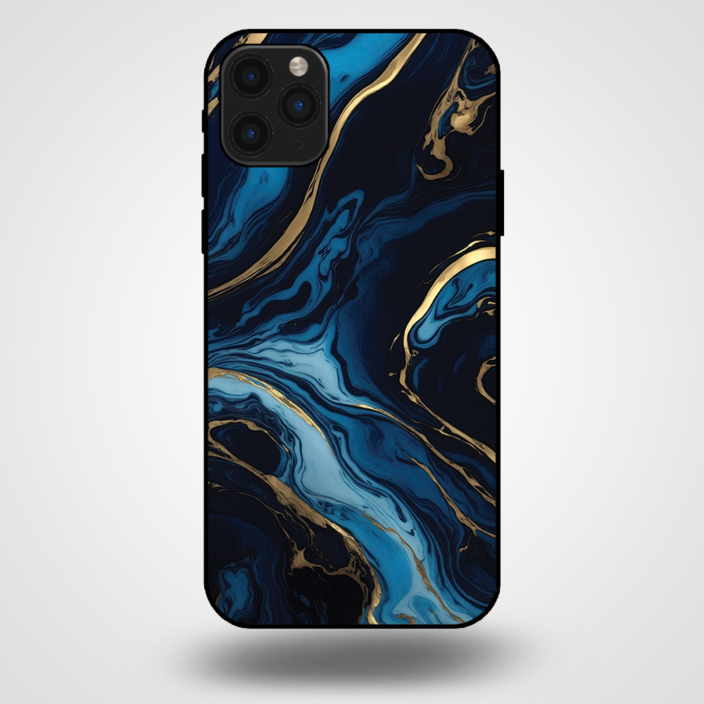 iPhone 11 pro max marmer hoesje goud blauw