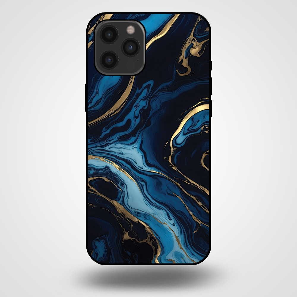 iPhone 12 Pro Max marmer hoesje goud blauw