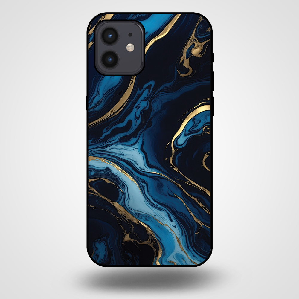 iPhone 12 Pro marmer hoesje goud blauw