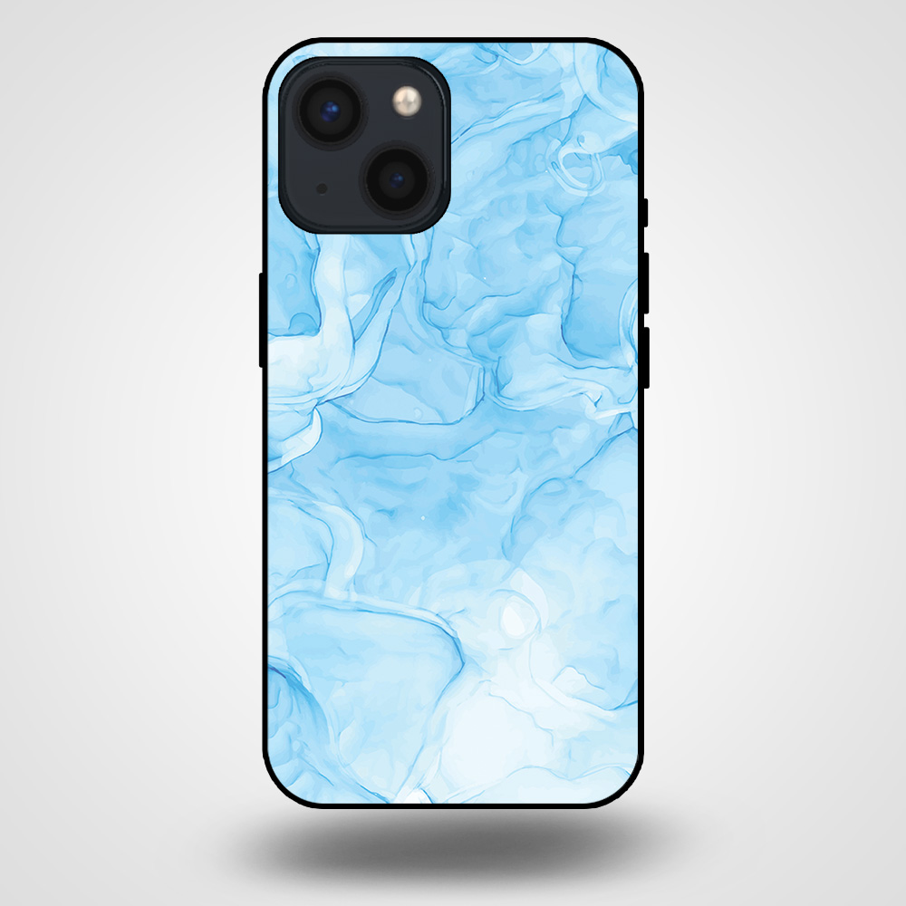 iPhone 13 Mini marmer hoesje licht blauw