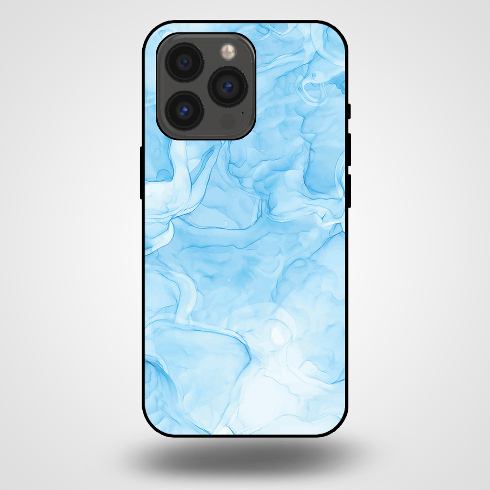 iPhone 13 pro marmer hoesje licht blauw