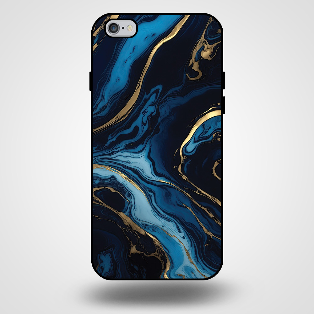 iPhone 6-6s marmer hoesje goud blauw