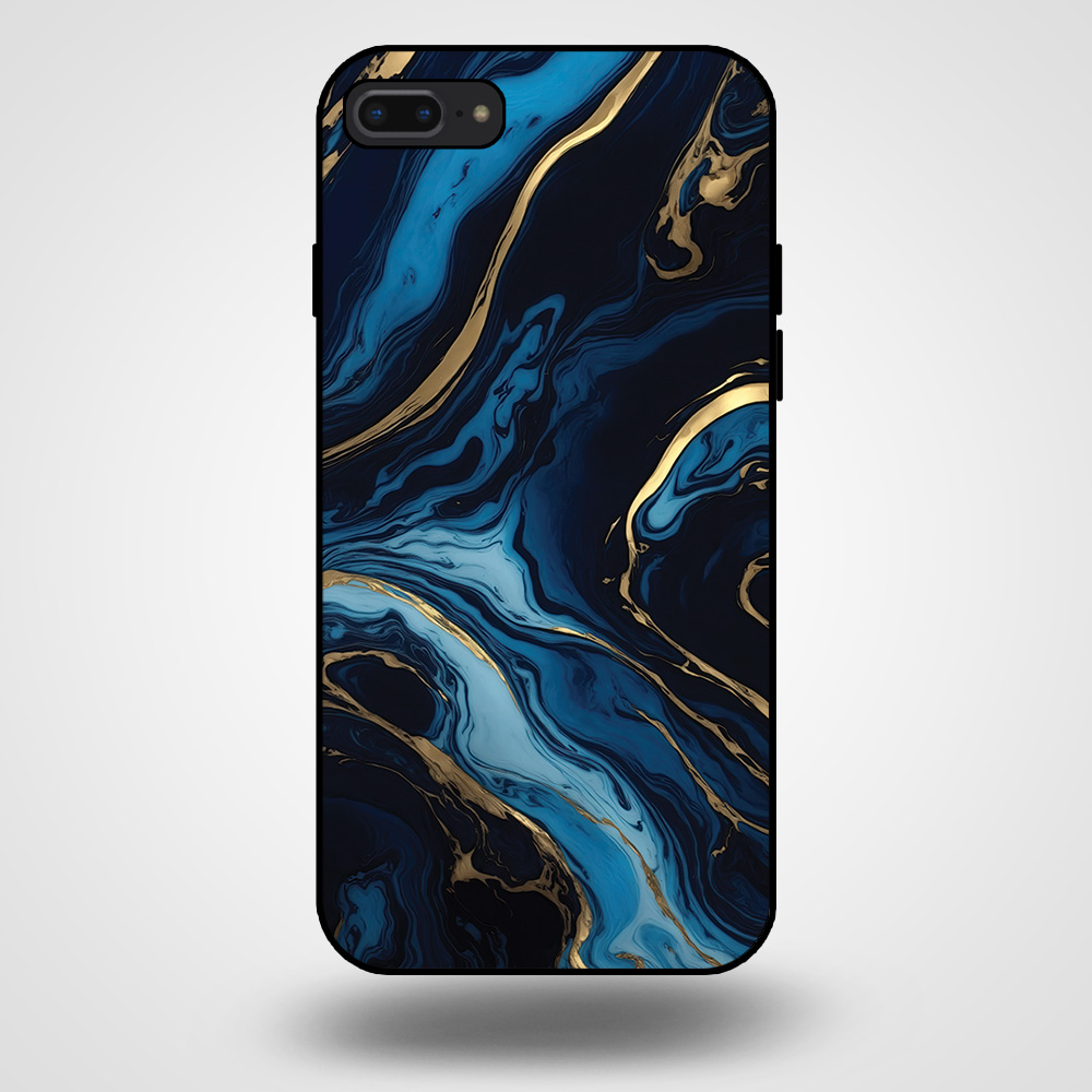 iPhone 7-8 Plus marmer hoesje goud blauw