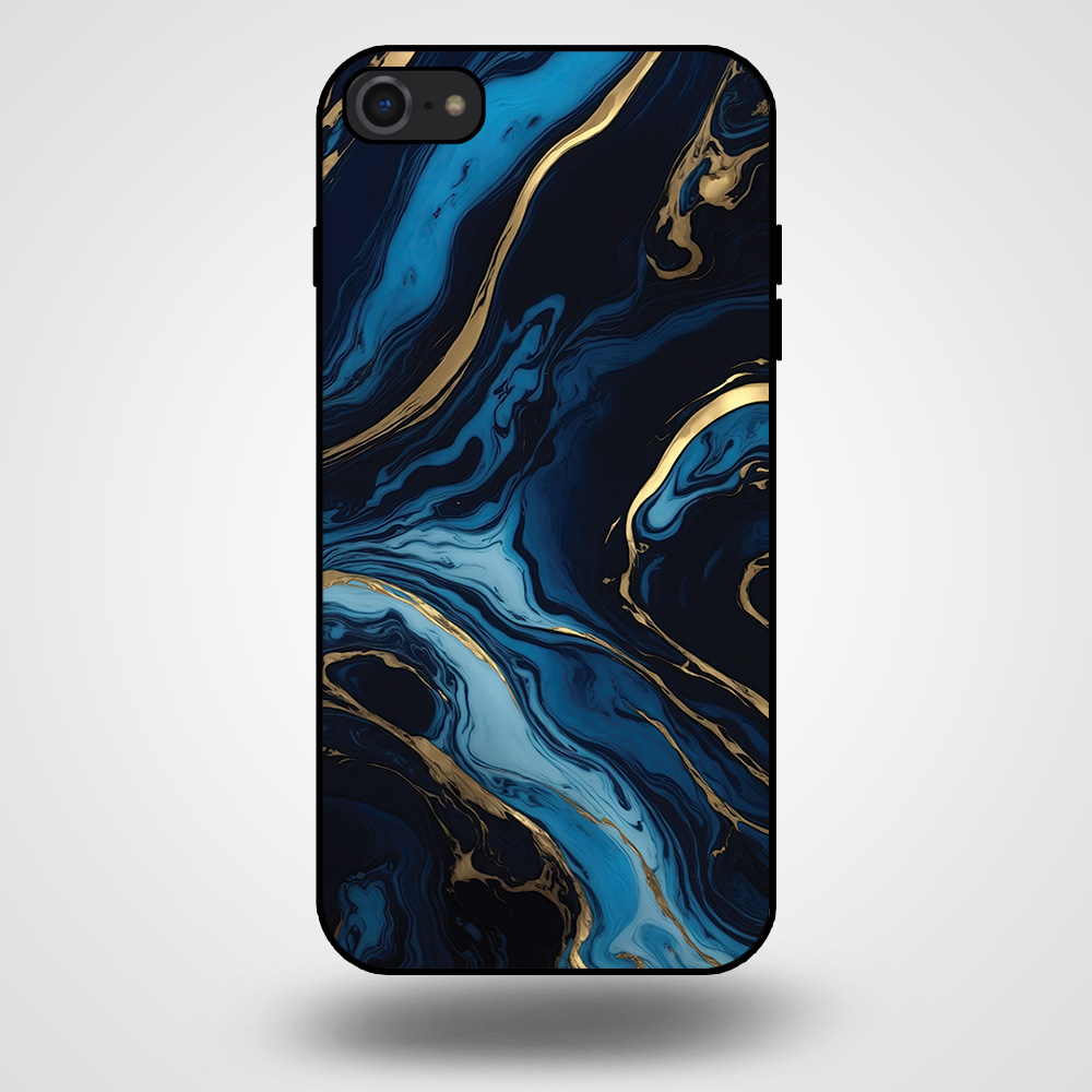 iPhone 7-8 marmer hoesje goud blauw