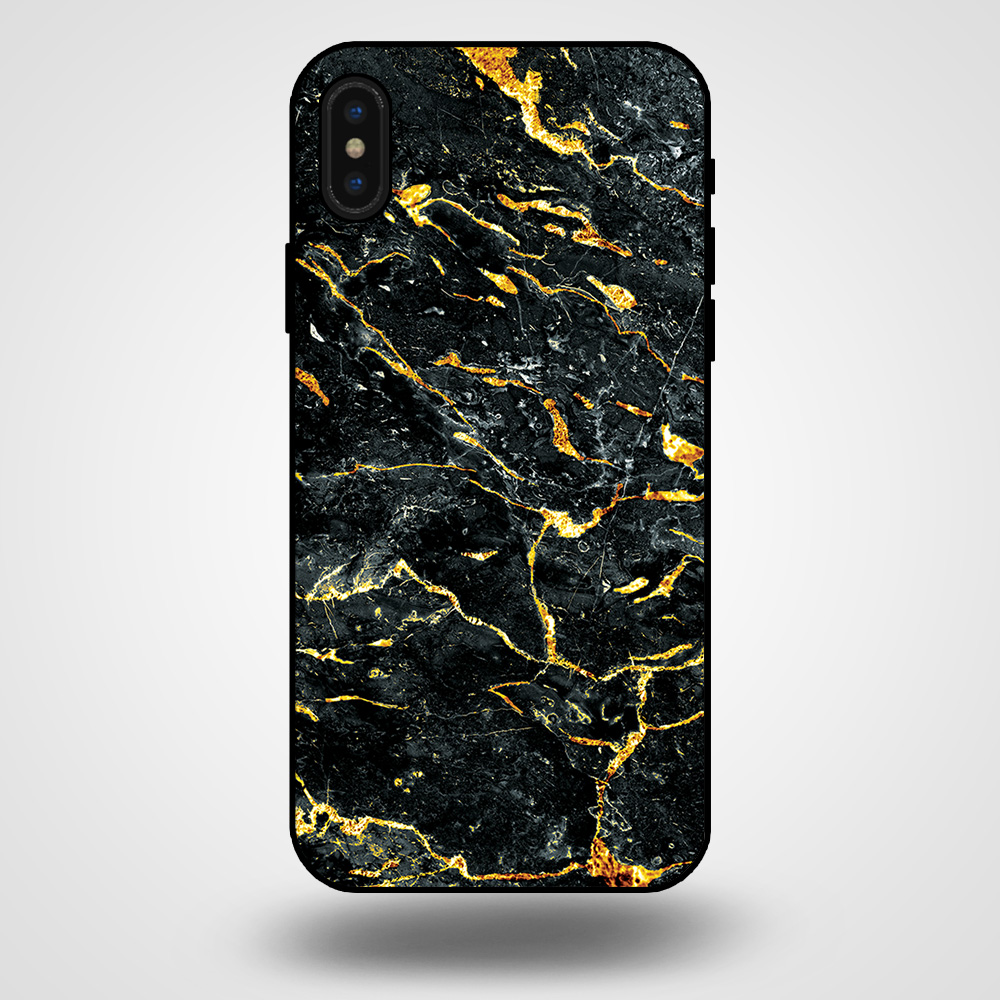 iPhone Xs Max marmer hoesje goud zwart
