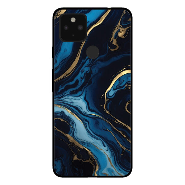 Google Pixel 4A 5G marmer hoesje goud blauw