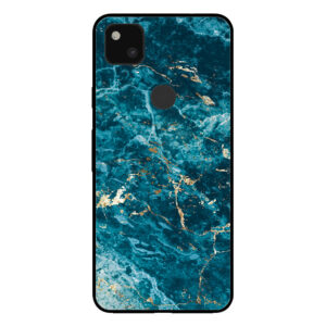 Google Pixel 4A marmer hoesje blauw goud