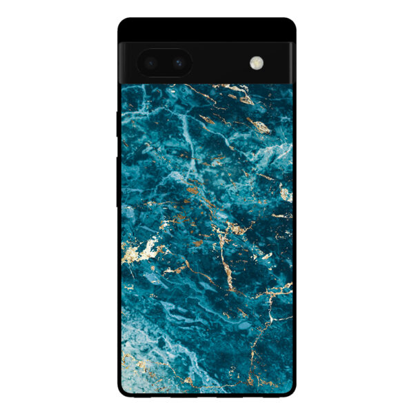 Google Pixel 6A marmer hoesje blauw goud