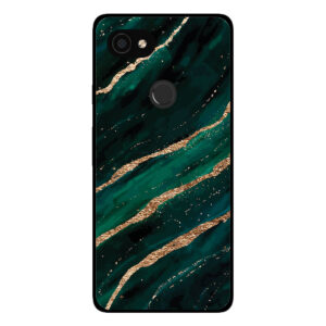 Google Pixel 2 XL telefoonhoesje met groen goud marmer opdruk
