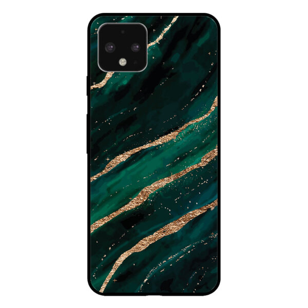 Google Pixel 4 telefoonhoesje met groen goud marmer opdruk