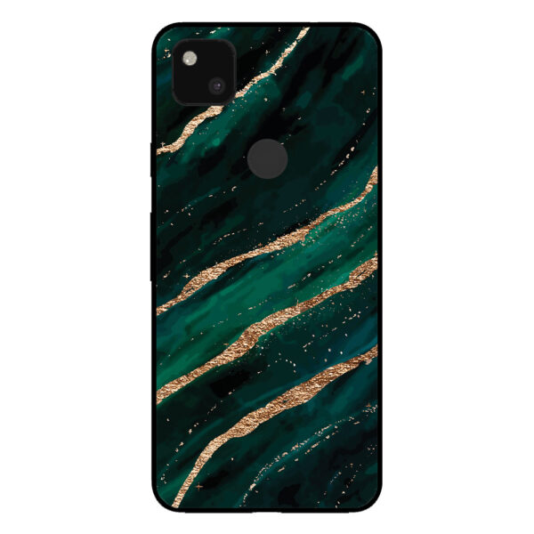 Google Pixel 4A telefoonhoesje met groen goud marmer opdruk