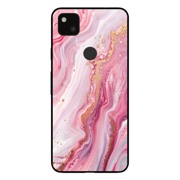 Google Pixel 4A telefoonhoesje met roze marmer opdruk