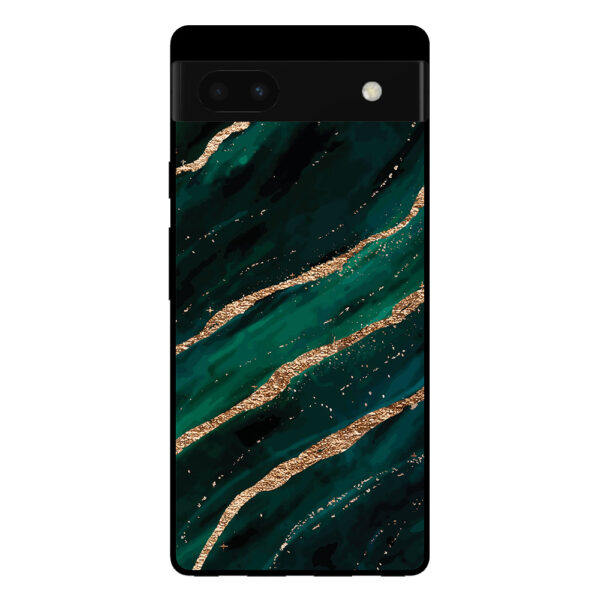 Google Pixel 6 Pro telefoonhoesje met groen goud marmer opdruk