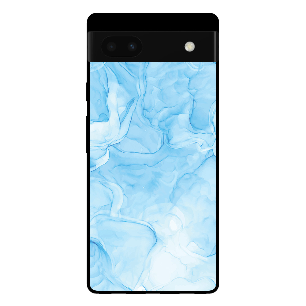 Google Pixel 6 Pro telefoonhoesje met lichtblauw marmer opdruk