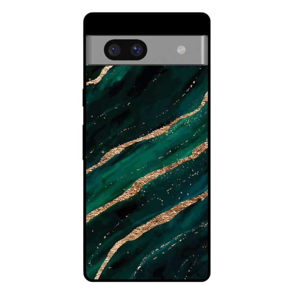 Google Pixel 7 Pro telefoonhoesje met groen goud marmer opdruk