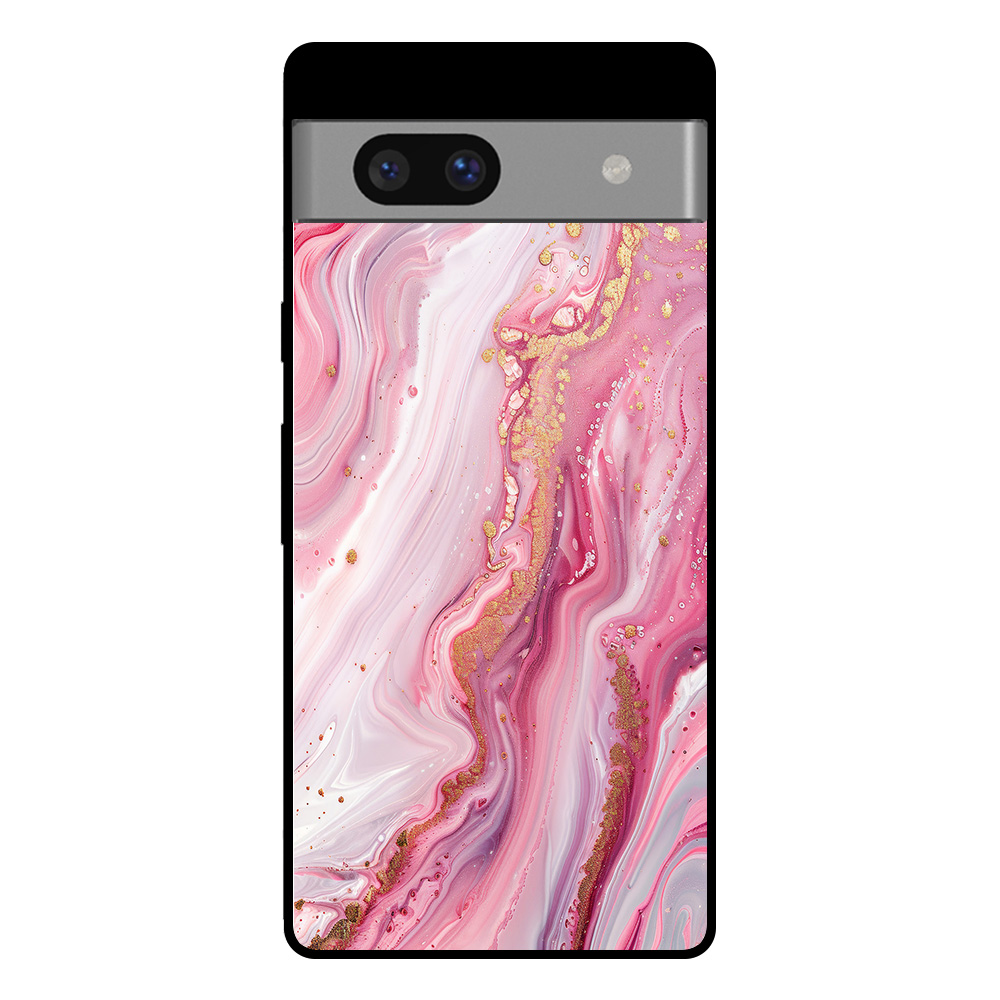 Google Pixel 7A telefoonhoesje met roze marmer opdruk