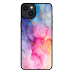 Iphone 15 Plus telefoonhoesje met regenboog marmer opdruk