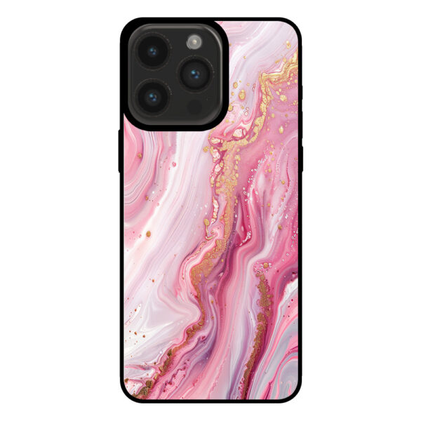 Iphone 15 Pro Max telefoonhoesje met roze marmer opdruk