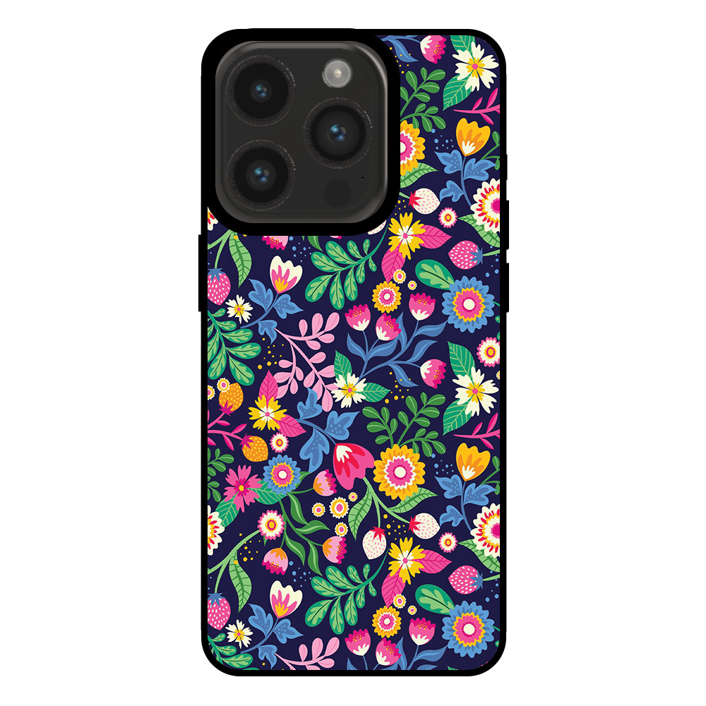 Iphone 15 Pro telefoonhoesje met bloemen opdruk