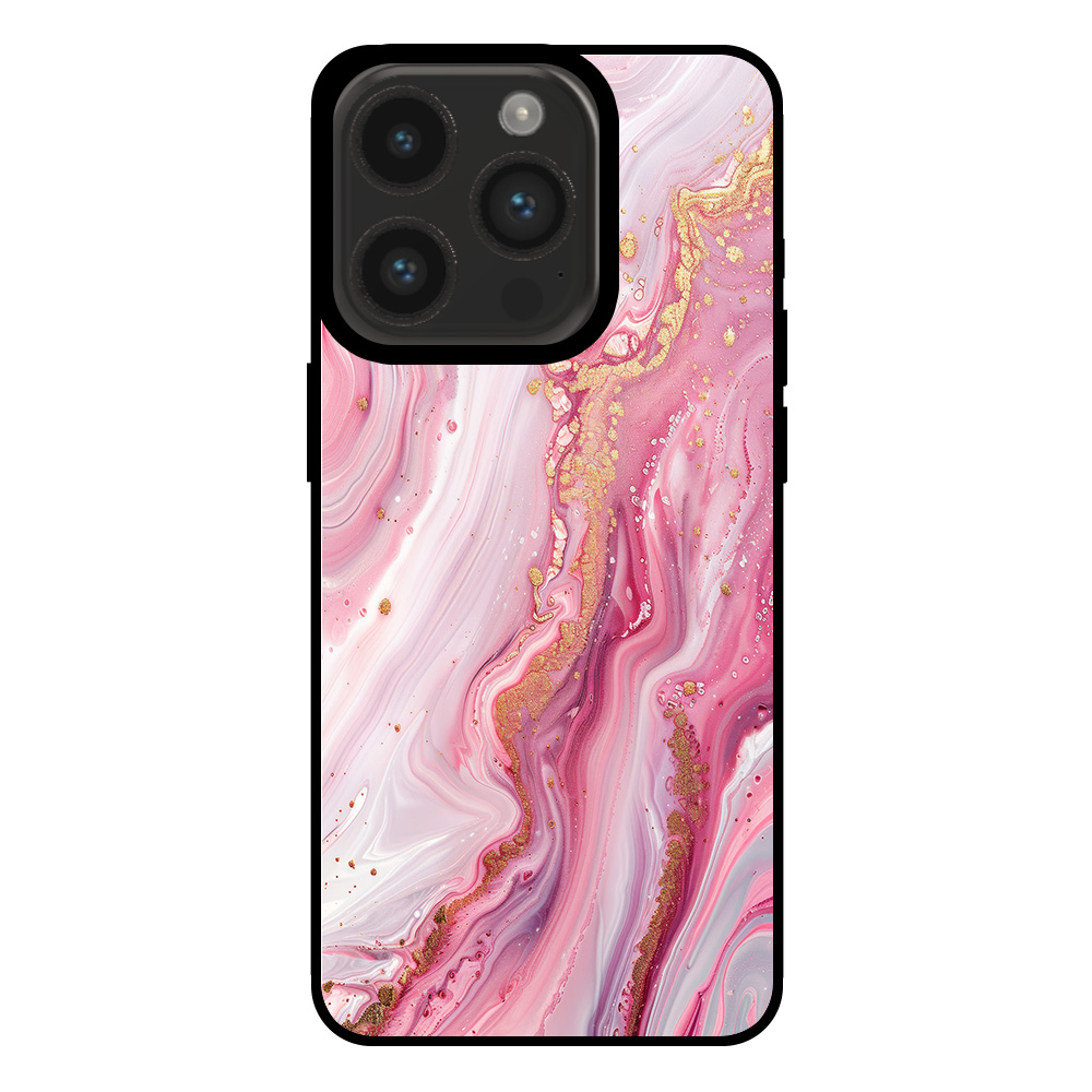 Iphone 15 Pro telefoonhoesje met roze marmer opdruk