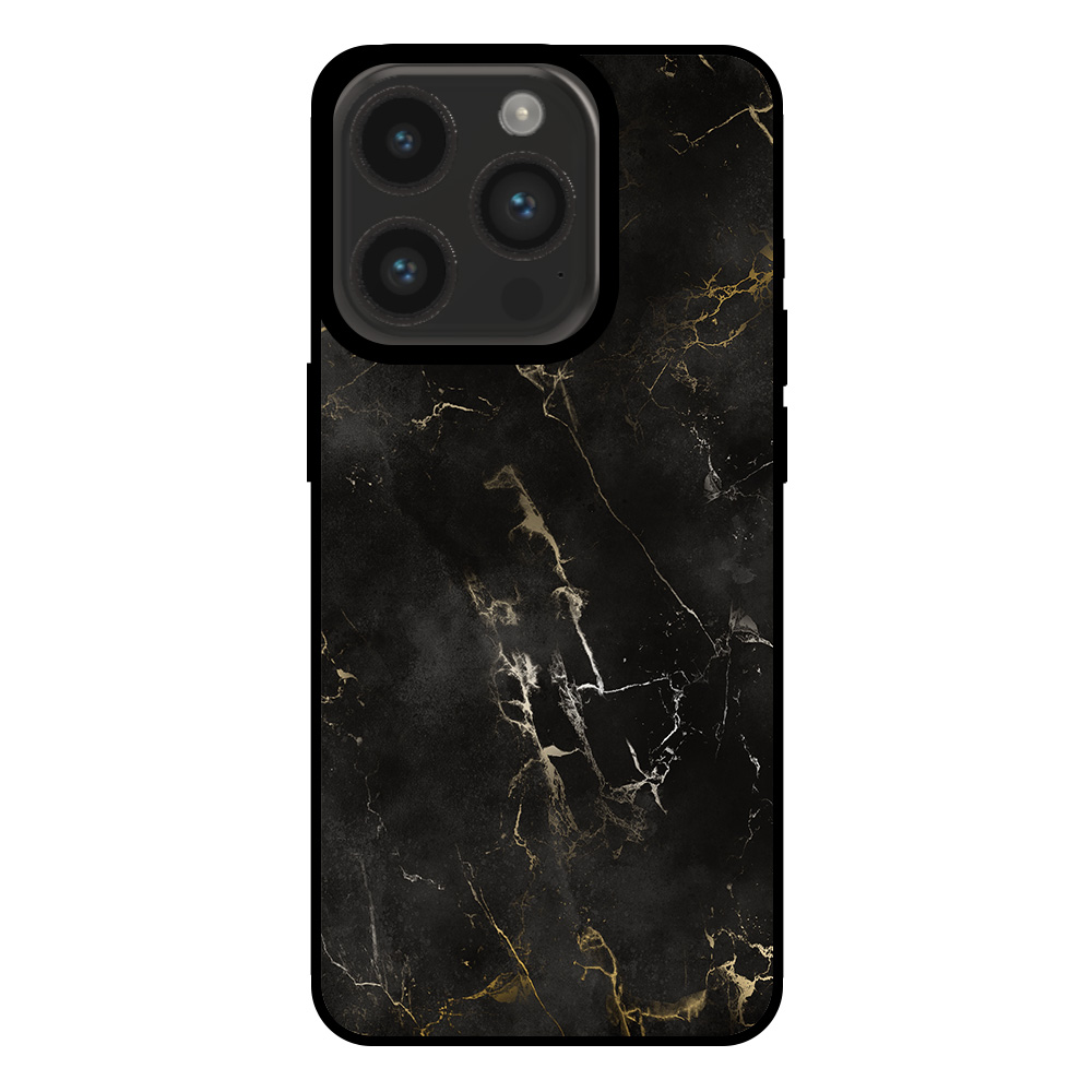Iphone 15 Pro telefoonhoesje met zwart marmer opdruk