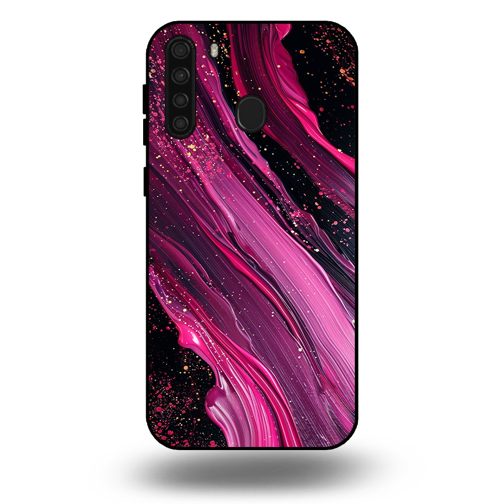 Marmer hoesje paars roze Samsung Galaxy A21