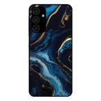 Samsung Galaxy A15 telefoonhoesje met blauw goud marmer opdruk