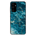 Samsung Galaxy A25 telefoonhoesje met blauw marmer opdruk